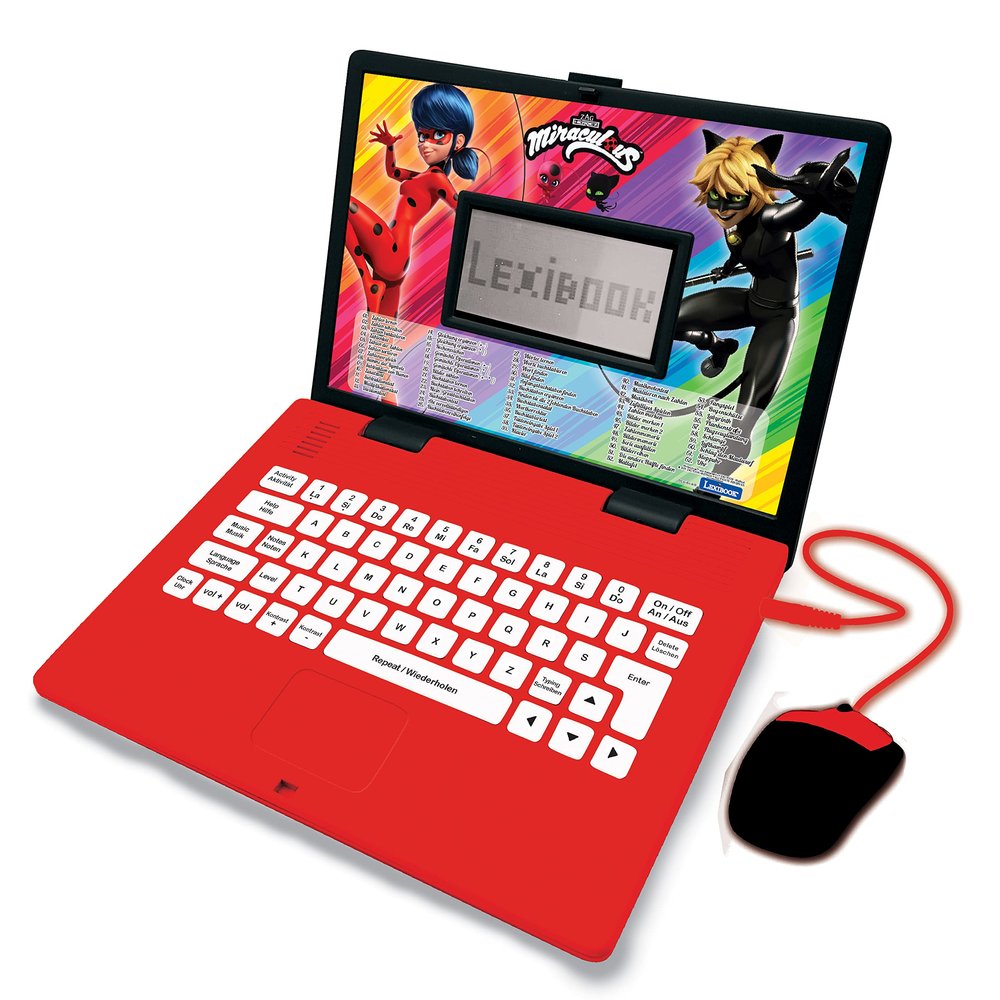 Lexibook Miraculous Ladybug Cat Noir, Educational and Bilingual Laptop German/English, Toy for Child Kid (Boys & Girls) 124 Activities, Learn Play Games and Music with Ladybug, Red/Black, JC598MIi3
