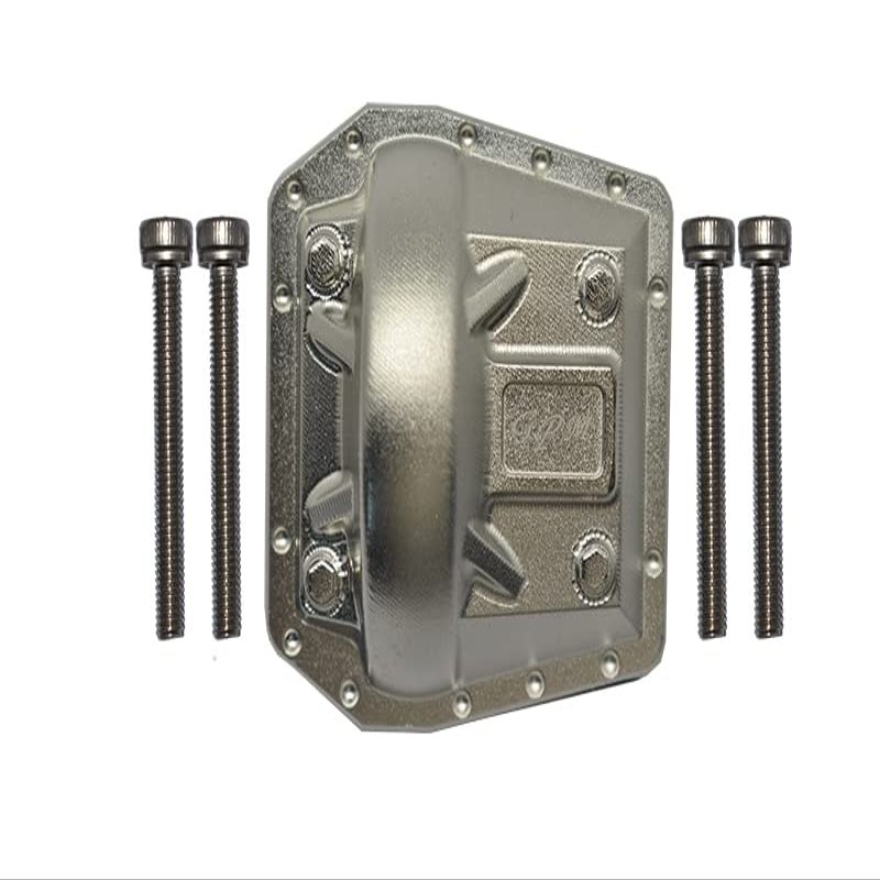 GPM 5Pc Set Upgrades Aluminum Front/Rear Gearbox Cover for 1/6 4WD SCX6 Jeep Jlu Wrangler (AXI05000) & 1/6 4WD SCX6 Trial Honcho (AXI05001) RC Cars (Silver)