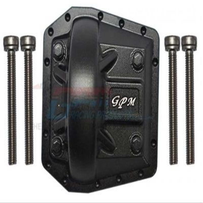 GPM 5Pc Set Upgrades Aluminum Front/Rear Gearbox Cover for 1/6 4WD SCX6 Jeep Jlu Wrangler (AXI05000) & 1/6 4WD SCX6 Trial Honcho (AXI05001) RC Cars (Black)