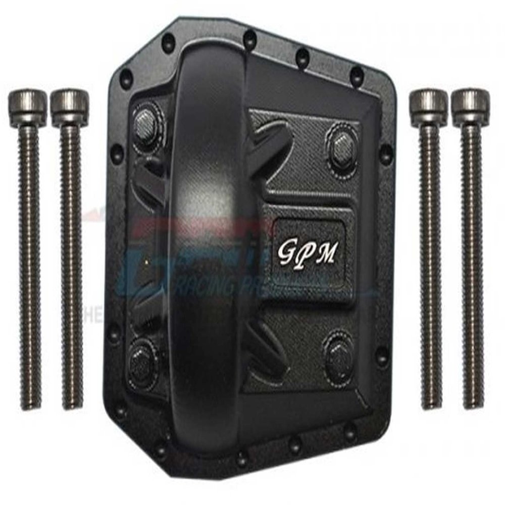 GPM 5Pc Set Upgrades Aluminum Front/Rear Gearbox Cover for 1/6 4WD SCX6 Jeep Jlu Wrangler (AXI05000) & 1/6 4WD SCX6 Trial Honcho (AXI05001) RC Cars (Black)