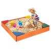 HONEY JOY Kids Wooden Sandbox, Outdoor Bottomless Sand Pit with 4 Built-in Corner Seating, Cedar Backyard Sand Boxes for Kids Outdoor, Gift for Boys Girls Age 3+ view 1