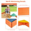 HONEY JOY Kids Wooden Sandbox, Outdoor Bottomless Sand Pit with 4 Built-in Corner Seating, Cedar Backyard Sand Boxes for Kids Outdoor, Gift for Boys Girls Age 3+ view 2