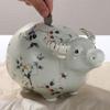 YKHB Coin Bank Piggy Bank Creative Coin Bank Wear-Resistant Money Bank for Adult Child Gift Large Capacity Ceramic Light Green Flower Cow Children's Adult Gifts (Color : Green) view 2