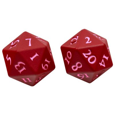 Ultra PRO - Vivid Heavy Metal Dice Set Red 2ct - Up Your Gaming 20 Sided Dice, Role Playing Games, Matte Finish