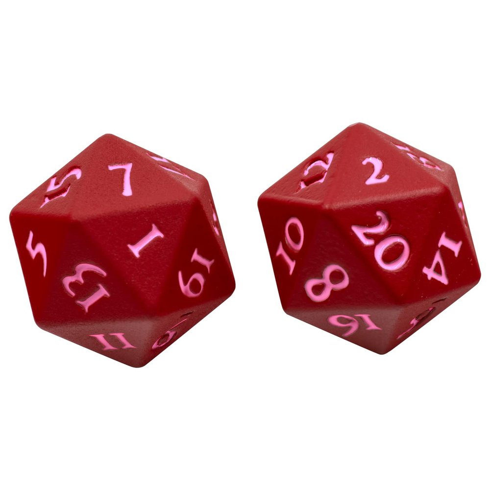 Ultra PRO - Vivid Heavy Metal Dice Set Red 2ct - Up Your Gaming 20 Sided Dice, Role Playing Games, Matte Finish
