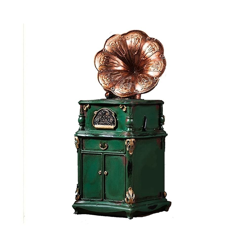 YKHB Coin Bank Retro Piggy Bank Classical Gramophone Coin Bank Creative Resin Money Bank Children Christmas Birthday Gift Large Capacity Children's Adult Gifts (Color : Green)