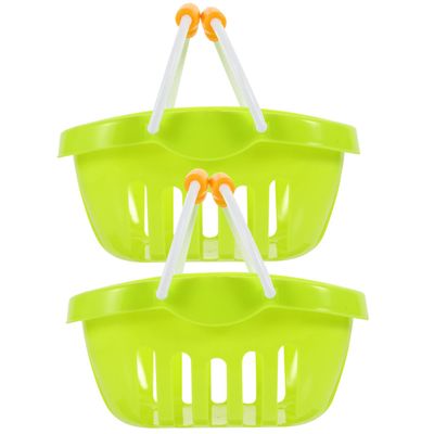 2 Pcs Simulation Basket Toy Kid Stroller Plastic Baskets Kids Education Toys Stroller Toy Early Education Brain Basket for Kids Shopping Trolley Cart Mini Child Abs