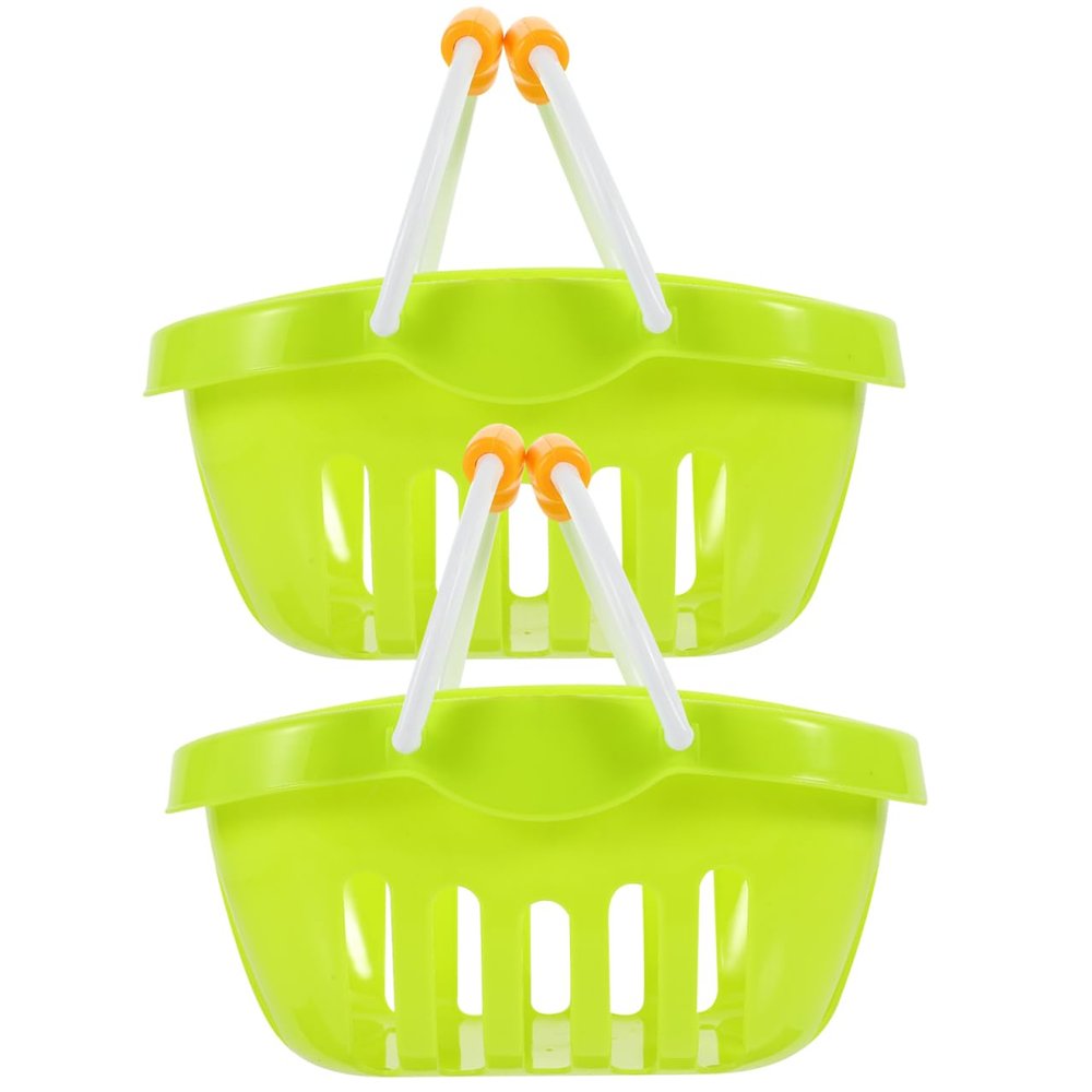 2 Pcs Simulation Basket Toy Kid Stroller Plastic Baskets Kids Education Toys Stroller Toy Early Education Brain Basket for Kids Shopping Trolley Cart Mini Child Abs