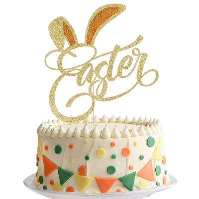 Qertesl Easter Cake Topper,Bunny ears cake decoration,Easter Birthday