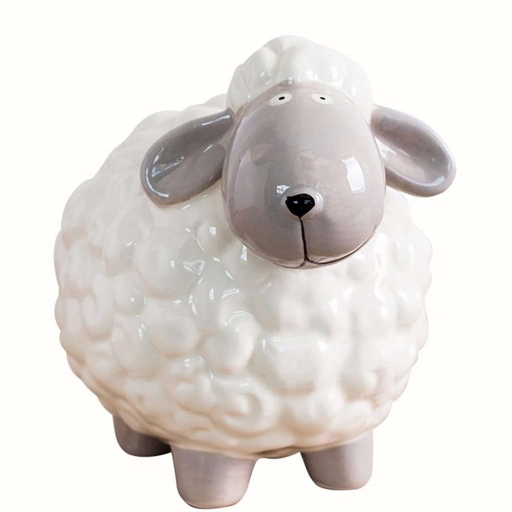 YKHB Coin Bank Ceramic Piggy Bank Home Decor,Cuddly Sheep Shape Stylish Design Coin Bank,Creative Bedroom Living Room Money Bank Children's Adult Gifts