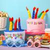 2 Plush Birthday Hats for Adults, 2 Sweet Cream Glasses, Party Novelty Decorations and Props - Happy Birthday Sunglasses, Fancy Hats view 4