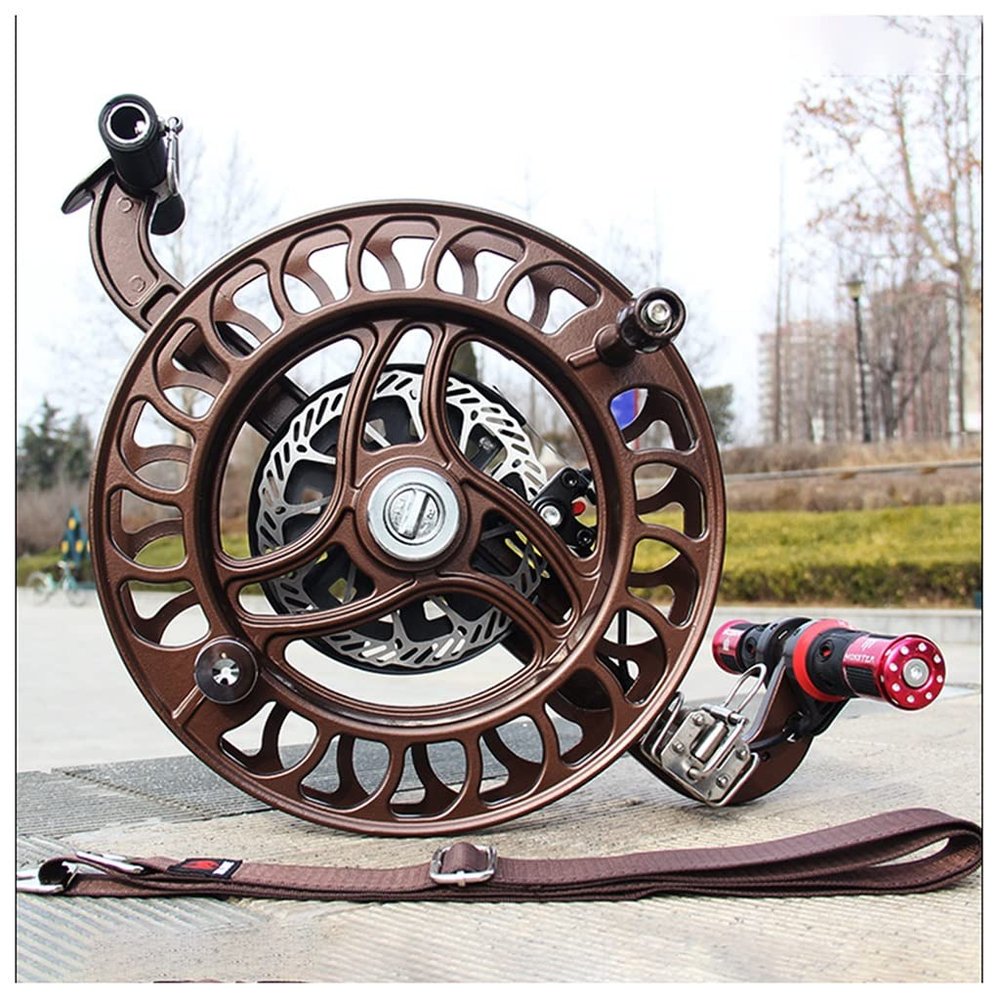 12.6 in Large Professional Kite Reel Winder, Kite Reel Winder, Outdoor Kite Winder, Silent Brake Anti-Reverse Wheel (Color : Brown, Size : 32cm)