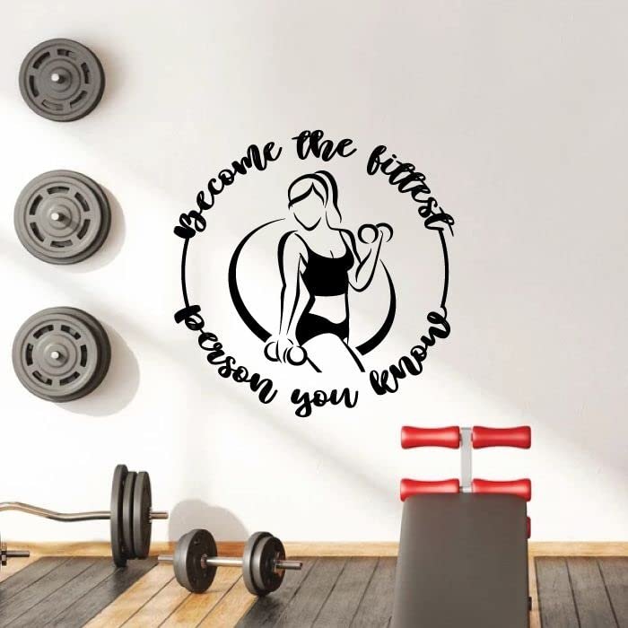 Become The Fittest Person You Know - Fitness Motivational Quote Insprational Quote Vinyl Wall Decal Art Sticker Decoration For Living Room Kids Room Decal Dcor Boys Girls Room Size (20x20 inch)