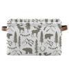 Forest Moose Bear Mountain Trees Wild Nature Retro Grey Style Rectangular Storage Basket Bin, Collapsible Storage Box with Leather Handles, Nursery Baskets Organizer for Kitchen, Kids Toy view 1