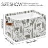 Forest Moose Bear Mountain Trees Wild Nature Retro Grey Style Rectangular Storage Basket Bin, Collapsible Storage Box with Leather Handles, Nursery Baskets Organizer for Kitchen, Kids Toy view 4
