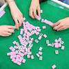 SHATONG Mini Chinese Mahjong Game Set with 144 Melamine Tiles,2 Dice,2 Spare Tiles,4 Ruler,Travel Set (Color: Green, Size:24mm) view 2