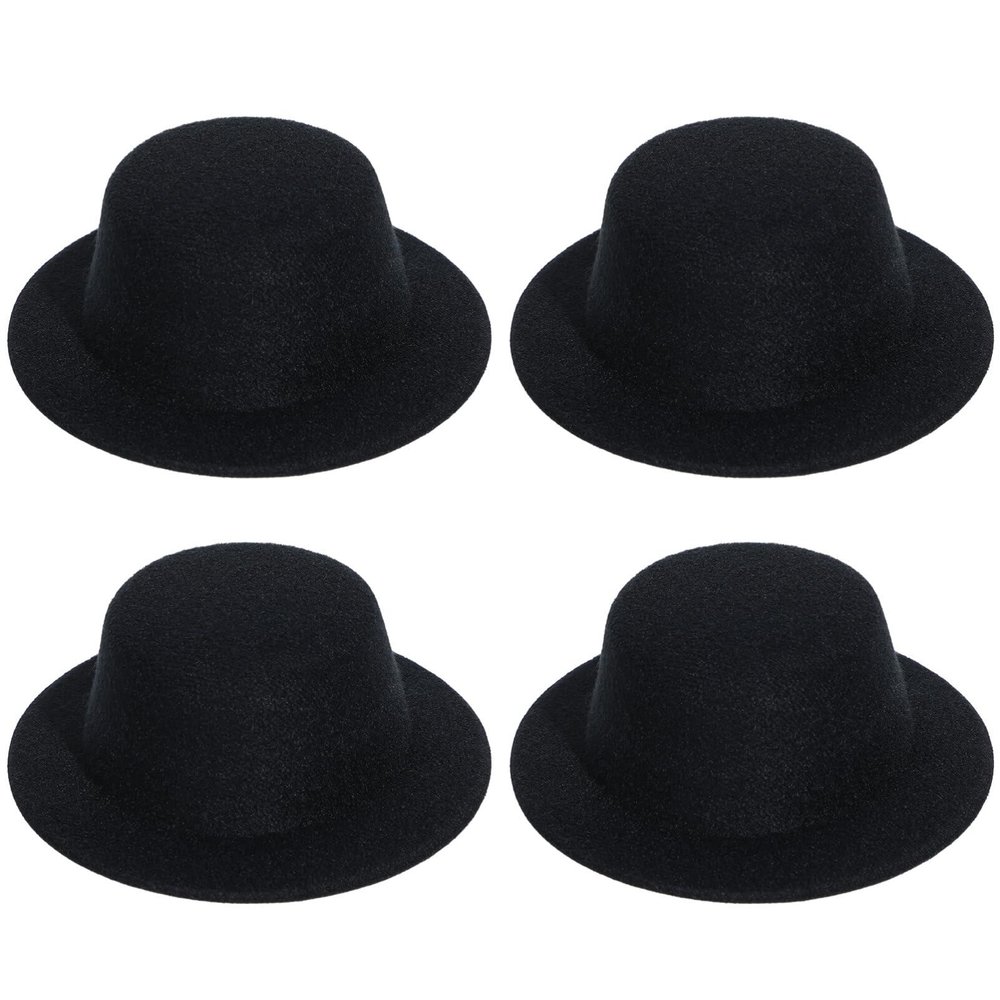 NUOBESTY DIY Mini Top Hats 4 Pcs Small Formal Hats for Hair Clips Doll Accessories Craft Decoration 5.3 Inch