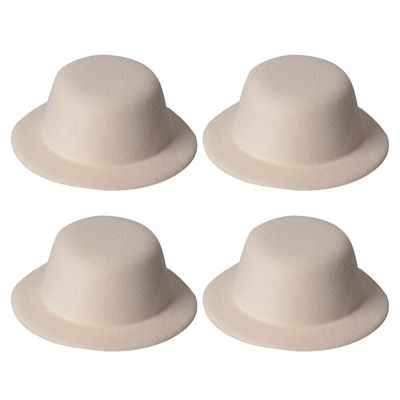 NUOBESTY 4pcs Mini Formal Hats Miniature Doll Hats Foam Top Hat Caps for DIY Crafts Hair Accessories Dollhouse Landscape Decorate Beige