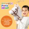 HollyHOME Stick Horse Plush Handcrafted Hobby Horse on a Stick with Wood Wheels Real Pony Neighing and Galloping Sounds for Kids Toddlers White 36 Inches(AA Batteries Required) view 2