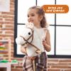 HollyHOME Stick Horse Plush Handcrafted Hobby Horse on a Stick with Wood Wheels Real Pony Neighing and Galloping Sounds for Kids Toddlers White 36 Inches(AA Batteries Required) view 4