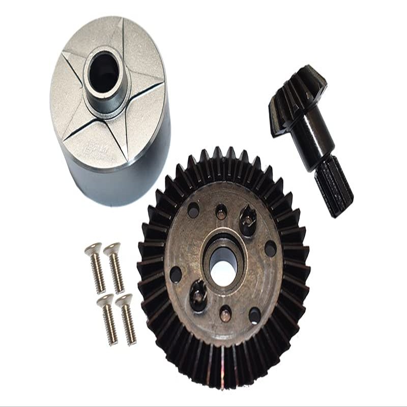 GPM for Carbon Steel Ring Gear 37T & Pinion Gear 13T with Aluminum Diff Case for 1:10 Granite/Kraton 4S / Vorteks 3S / Senton V3 / 1:8 Vendetta 3S / Infraction V3-7Pcs Set (Gray)