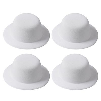 4Pcs Mini Formal Hats for DIY Crafts, Hair Accessories, Dollhouse Decor, Cake Toppers, and Micro Landscape Decoration - White