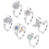 Honsny 6Pcs 14K Gold Plated Anxiety Rings for Women, Adjustable Spinner Anxiety Ring, CZ Butterfly Bee Moon Star Fidget Rings for Anxiety Stress Relief for Women view 1