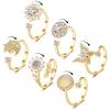 Honsny 6Pcs 14K Gold Plated Anxiety Rings for Women, Adjustable Spinner Anxiety Ring, CZ Butterfly Bee Moon Star Fidget Rings for Anxiety Stress Relief for Women view 1