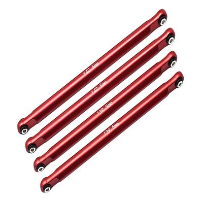 GPM for 1/8 LMT 4WD Solid AXLE Monster Truck Aluminum Front/Rear Upper & Lower Chassis Links Parts TREE-4PCS Set (red)