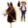 HollyHOME Stick Horse Plush Handcrafted Hobby Horse on a Stick with Wood Wheels Real Pony Neighing and Galloping Sounds for Kids Toddlers Chocolate 36 Inches(AA Batteries Required) view 1