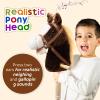 HollyHOME Stick Horse Plush Handcrafted Hobby Horse on a Stick with Wood Wheels Real Pony Neighing and Galloping Sounds for Kids Toddlers Chocolate 36 Inches(AA Batteries Required) view 2