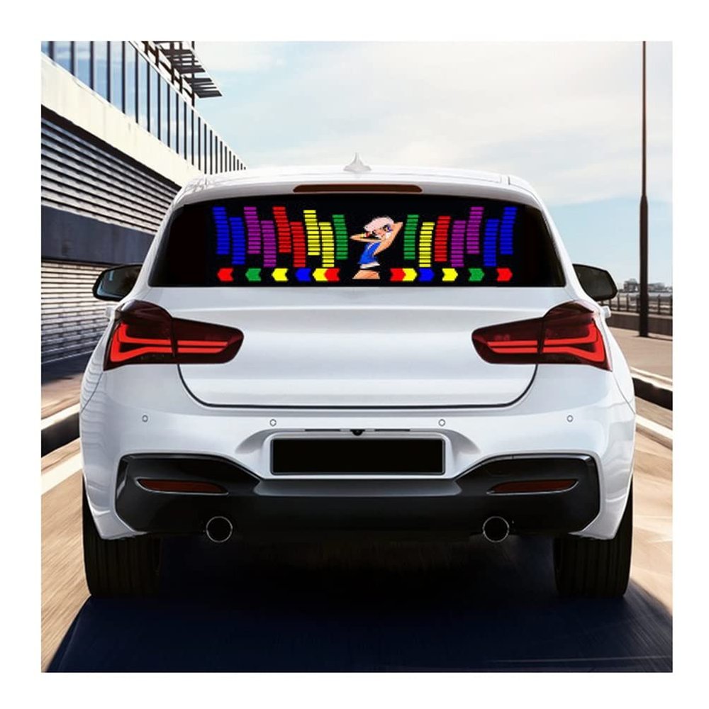 AGYHAM Car Music Rhythm Mood Light Sticker, Voice-Activated Music Rhythm LED Fashion Car Decorative Lights (Size : 90x25cm/35.43x9.84in)