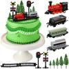13 Pcs Train Cake Toppers Cute Train Party Cake Decorations Retro Railway Birthday Party Supplies Kit Railroad Traffic Lights Topper for Birthday view 1