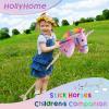 HollyHOME Unicorn Stick Horse Handcrafted Hobby Horse on a Stick with Wood Wheels Real Pony Neighing and Galloping Sounds Plush Unicorn Toy Purple 36 Inches(AA Batteries Required) view 3