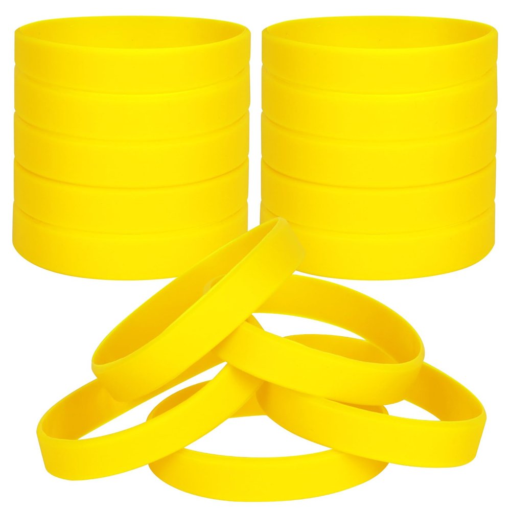 LVNRIDS 100 PCS Silicone Bracelets Wristbands for kid, Sports Rubber Elastic Wristband Bracelet for Party Decorations Favors Set Pack Yellow