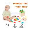 Wooden Montessori Toys for 1 2 3 Year Old Baby Gifts,Play Kit Box Includes Carrot Harvest Games, Montessori Coin Box for 6-12 Months and Fine Motor Skills Toys for 1 Year Old (3-in-1) view 3