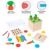 Wooden Montessori Toys for 1 2 3 Year Old Baby Gifts,Play Kit Box Includes Carrot Harvest Games, Montessori Coin Box for 6-12 Months and Fine Motor Skills Toys for 1 Year Old (3-in-1) view 4