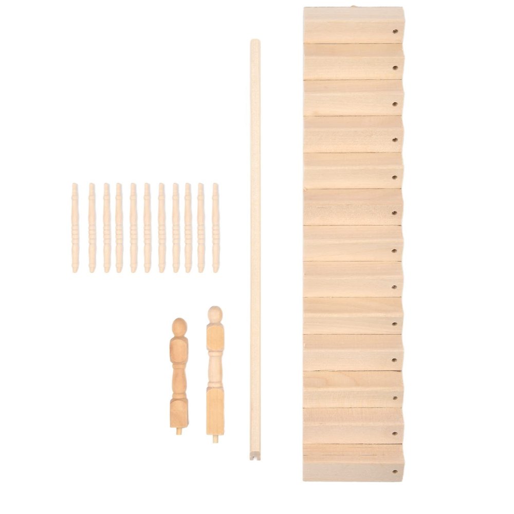 ATYHAO Miniature Stairs 1:12 Wooden Handrail DIY Staircase Accessories Steps Model for Micro Landscape Decorations(Left armrest)