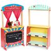 Rundad Wooden Puppet Theater Bonus 2 Hand Puppet, Double-Sided Lemonade Stand & Puppet Show Theater for Kids, Wood Deluxe Children Puppet Theatre Toy with Chalkboard view 1