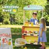 Rundad Wooden Puppet Theater Bonus 2 Hand Puppet, Double-Sided Lemonade Stand & Puppet Show Theater for Kids, Wood Deluxe Children Puppet Theatre Toy with Chalkboard view 4