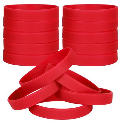LVNRIDS 100 PCS Silicone Bracelets Wristbands for kid, Sports Rubber Elastic Wristband Bracelet for Party Decorations Favors Set Pack Red