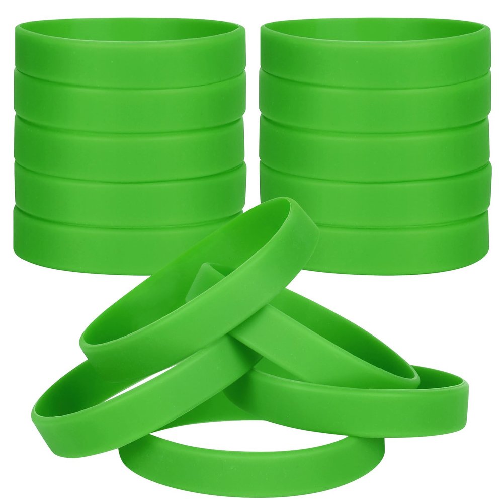 LVNRIDS 100 PCS Silicone Bracelets Wristbands for kid, Sports Rubber Elastic Wristband Bracelet for Party Decorations Favors Set Pack Green