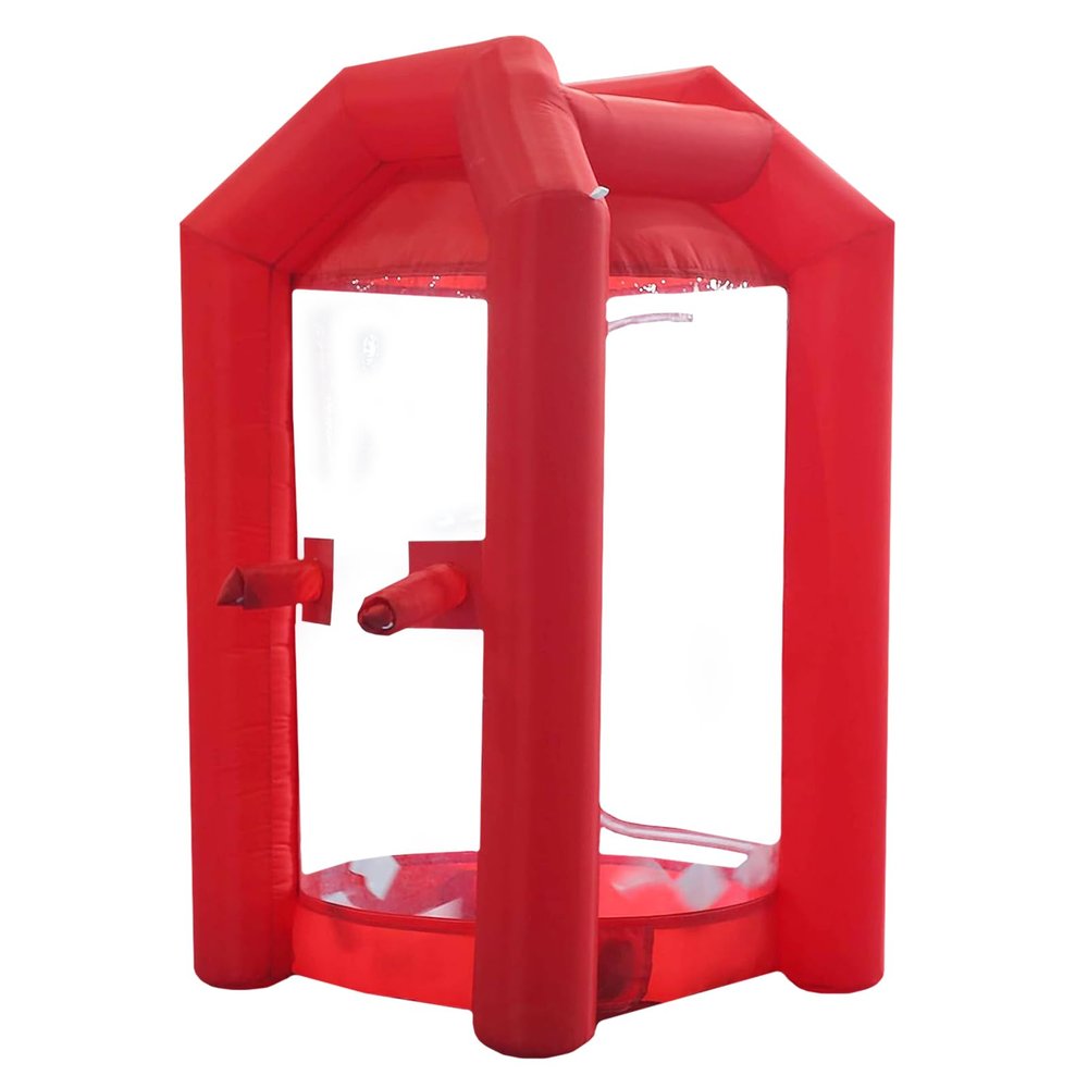SAYOK Inflatable Money Machine Booth Inflatable Cash Cube Machine with Air Blower for Event, Promotion (Red, 4.92ft x 4.92ft x 8.2ft)