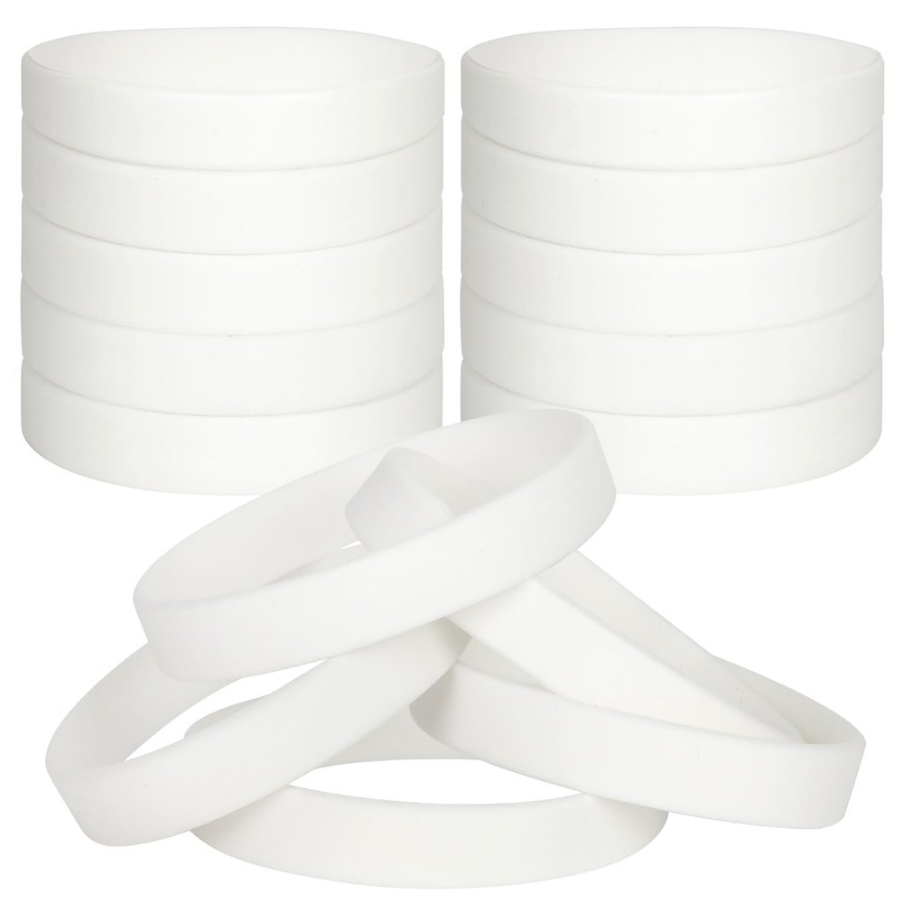 LVNRIDS 100 PCS Silicone Bracelets Wristbands for kid, Sports Rubber Elastic Wristband Bracelet for Party Decorations Favors Set Pack White