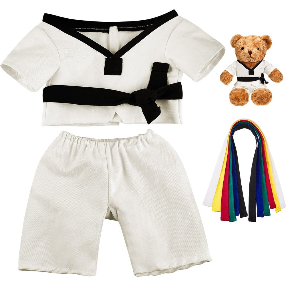 Civaner Taekwondo Uniform Outfit Bear Clothes with Belts, Bear Not Included, Fit 12-16 in, Clothes for Taekwondo Uniform Stuffed Animal Clothing for Birthday Gift Party(White)