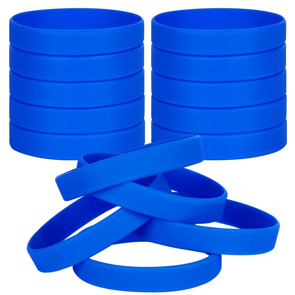 LVNRIDS 100 PCS Silicone Bracelets Wristbands for kid, Sports Rubber Elastic Wristband Bracelet for Party Decorations Favors Set Pack Blue