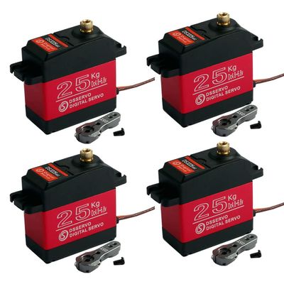 4Pcs DSSERVO DS3225MG 25KG Waterproof Metal Gear Digital Servo,180 Degree High Torque RC Servo with 25T Servo Arm for 1/8 1/10 1/12 Scale RC Crawler Airplane