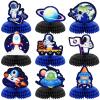 9 Pcs Outer Space Theme Honeycomb Centerpiece Outer Space Party Decorations Paper Planet Table Decor Solar System Astronaut Ufo Table Topper for First Trip Around the Sun Birthday Party Supplies view 1