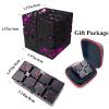 FUFUYOU Metal Fidget Infinity Cube Toys for Men Gadgets Anxiety Stress Relief Aluminum Alloy Material (Black & Pink) view 3