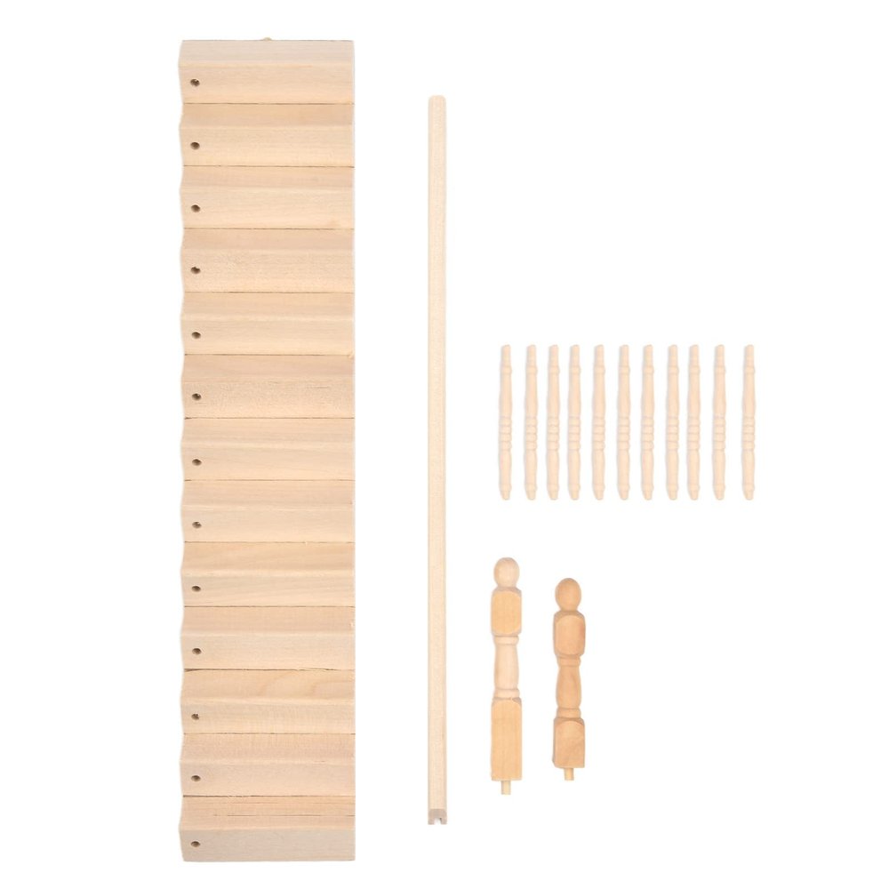 ATYHAO Miniature Stairs 1:12 Wooden Handrail DIY Staircase Accessories Steps Model for Micro Landscape Decorations(Right armrest)